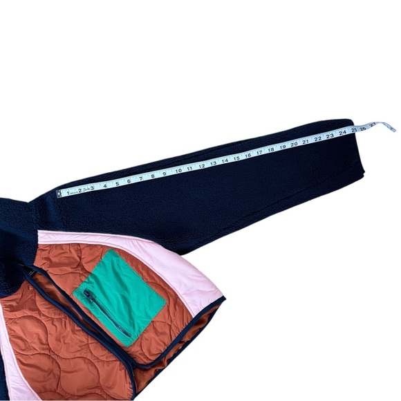 Zara Colorblock Teddy Puffer Jacket Size XS NWT Blue Pink Green - Picture 4 of 5